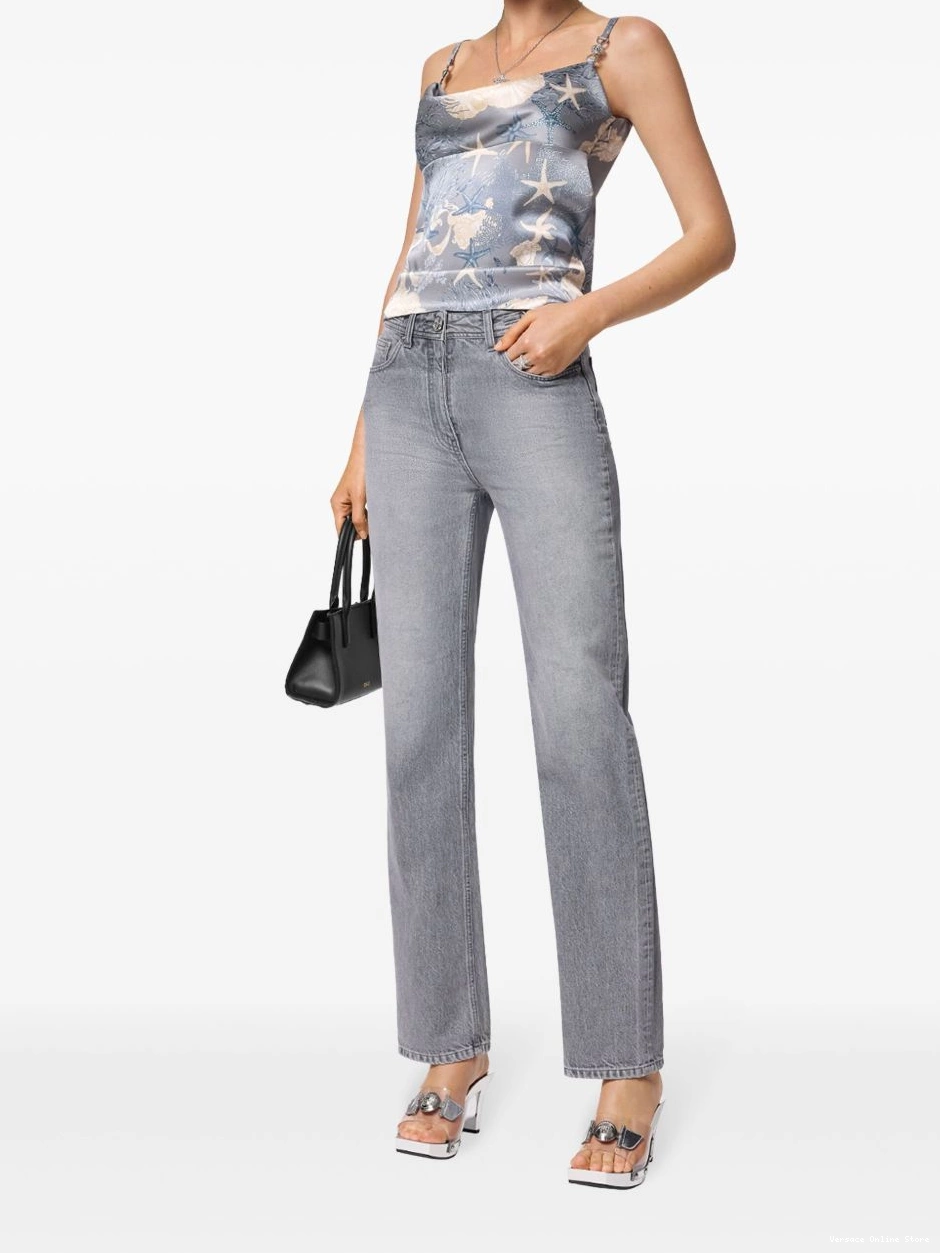 Affordable Versace Sea Barocco cowl-neck top silk Women 0705